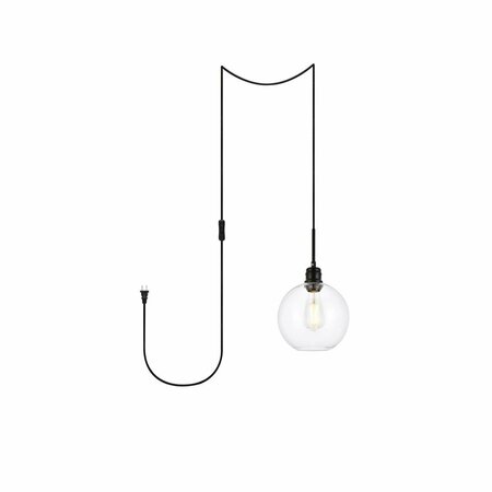 CLING Emett 1 Light Black & Clear Glass Plug-In Pendant CL3480759